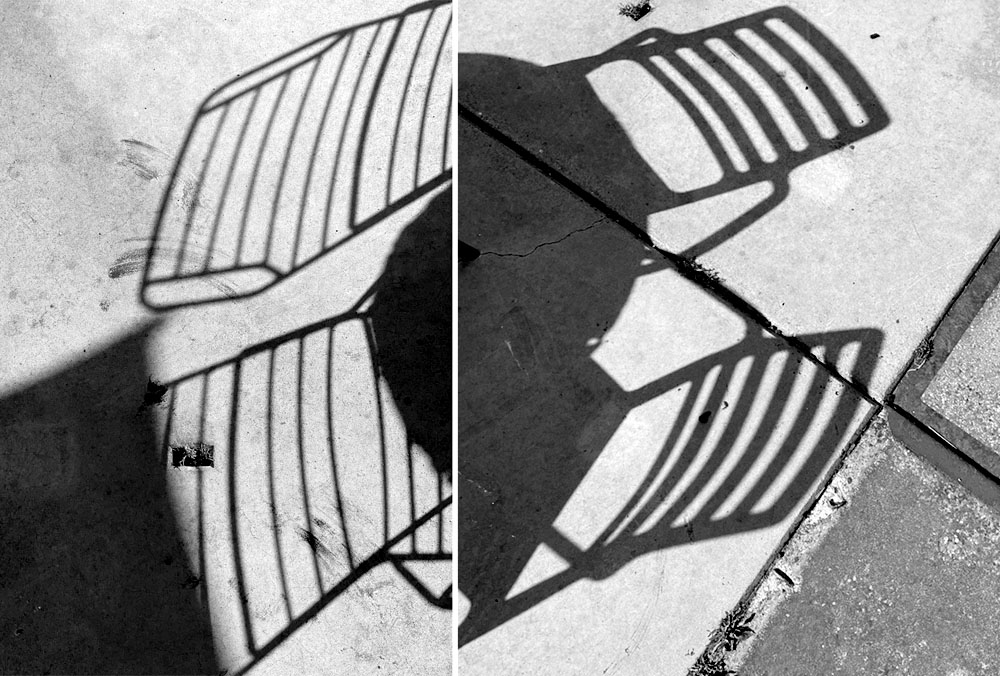 Schaduwen van stoelen in zwart-wit