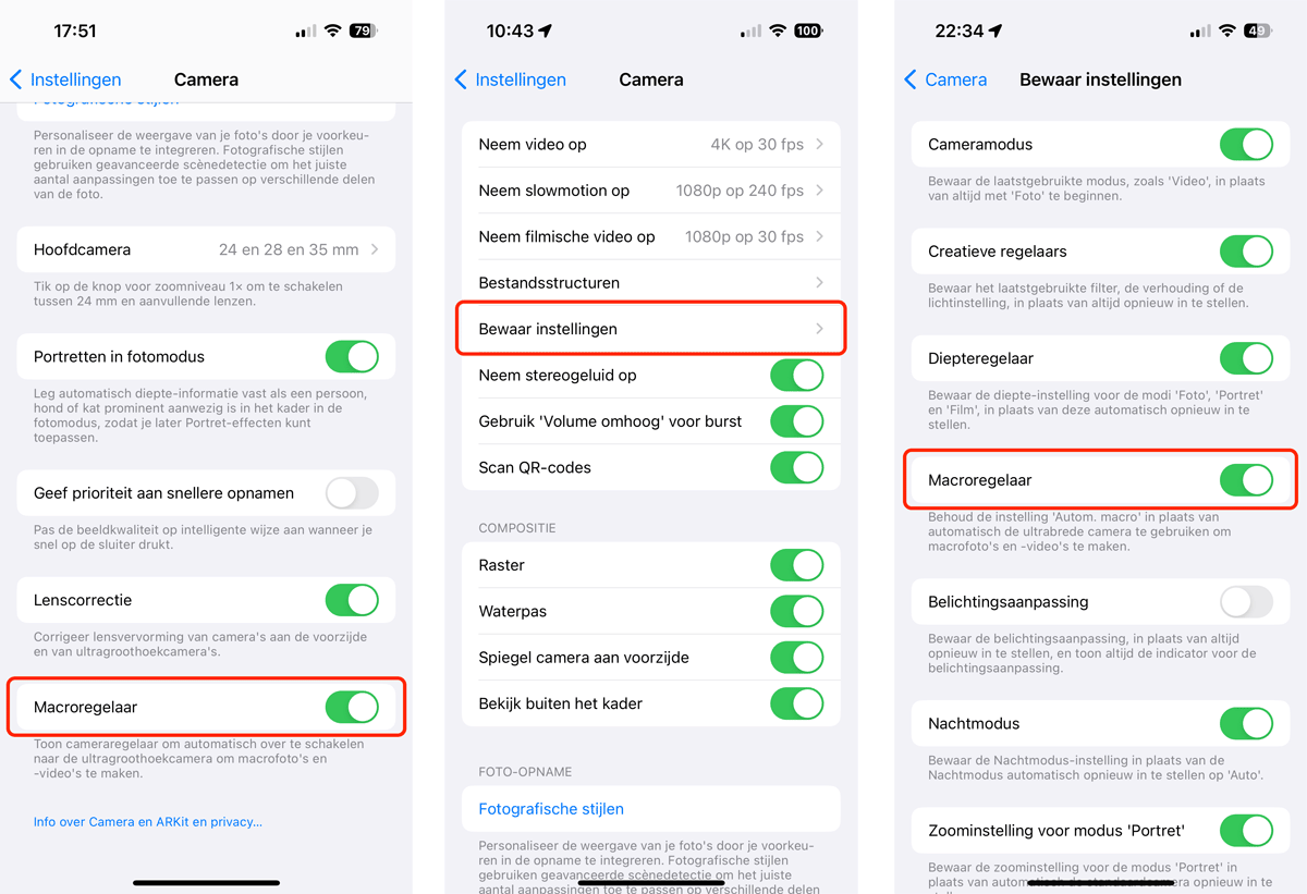 Macroregelaar iPhone