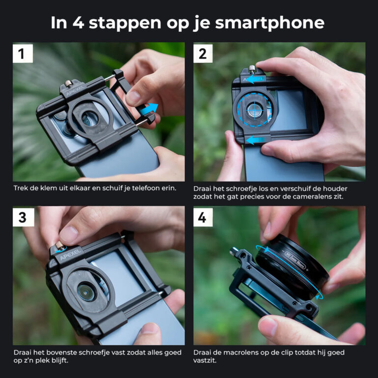 Installatie macro zoom lens op je smartphone