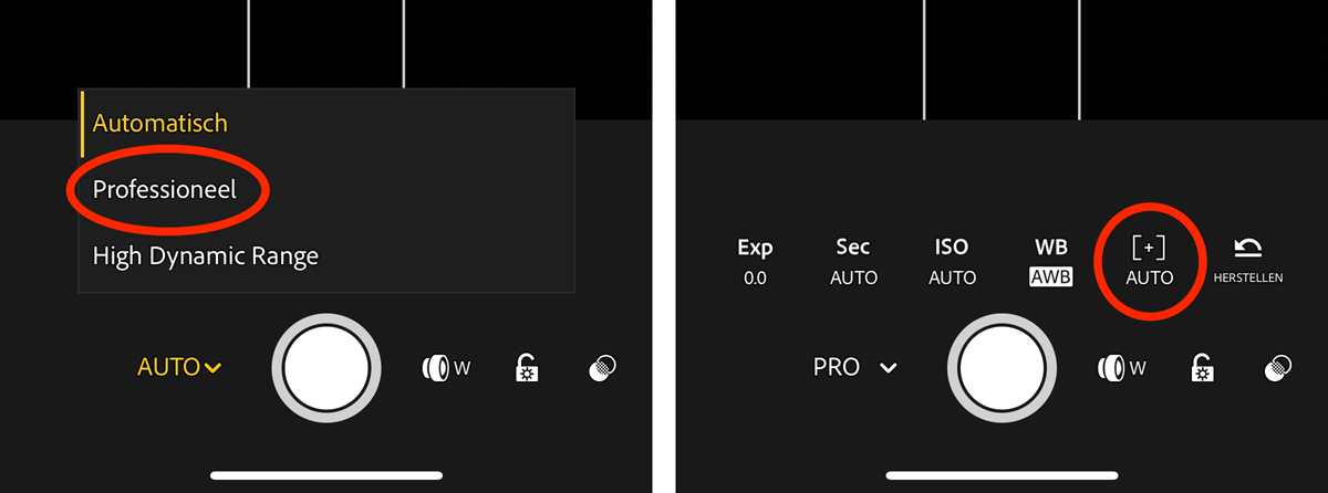 Handmatig de afstand instellen in Lightroom mobile