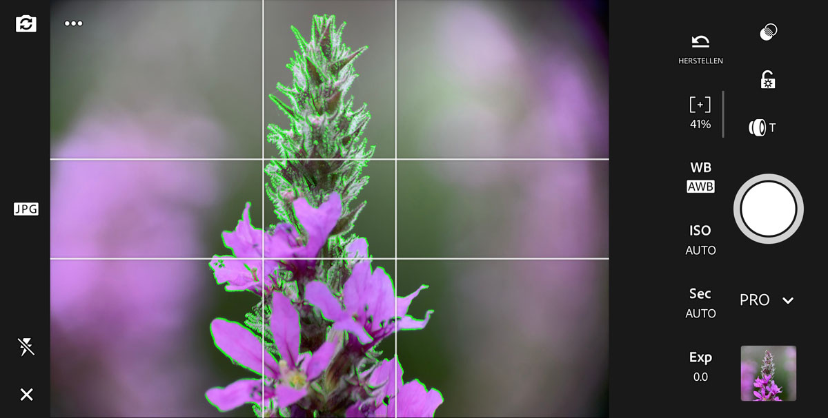 Peaking in de Pro-modus van Lightroom